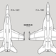 Size comparison between the original F/A-18 and the Super Hornet.